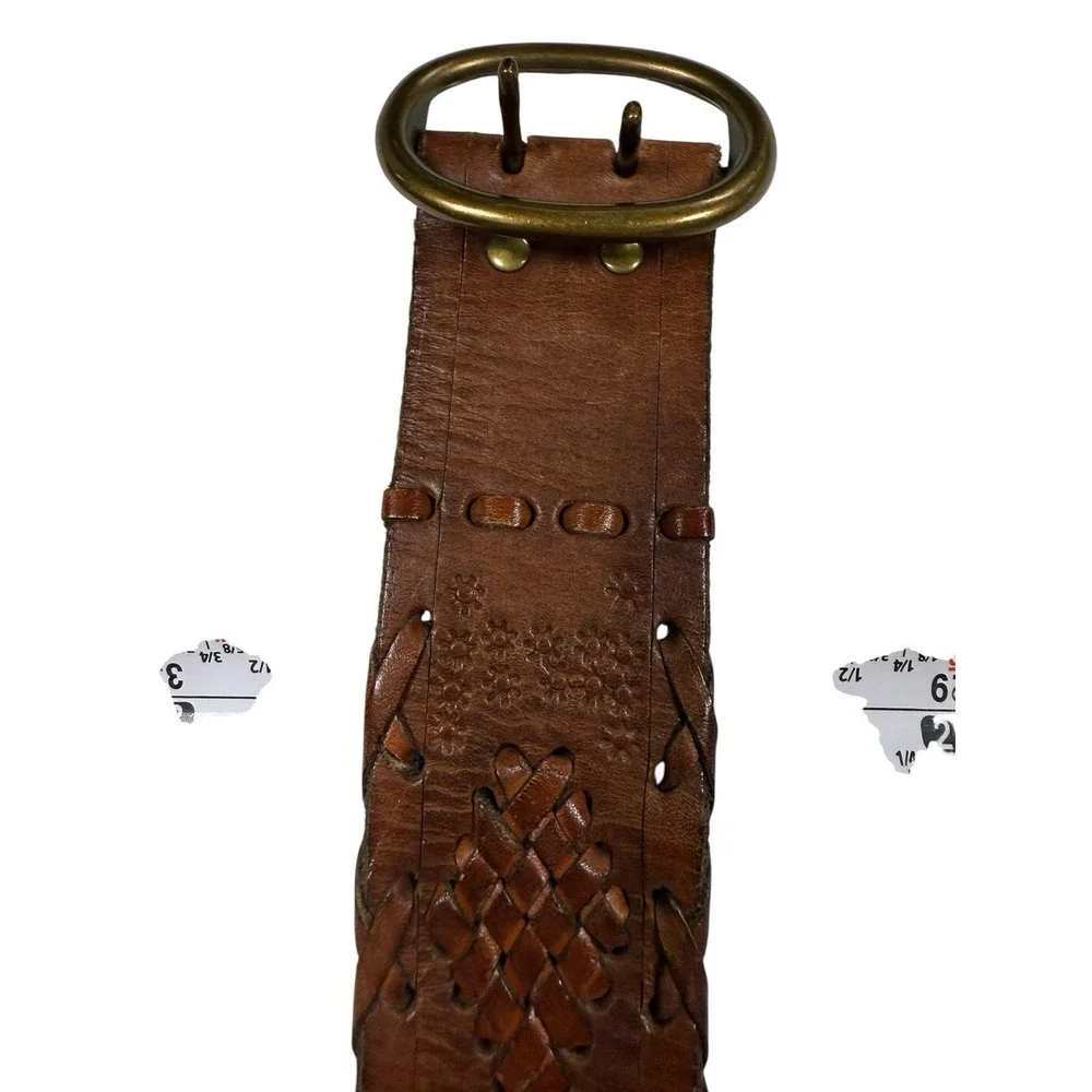 J Crew Genuine Leather Embossed Brown Women's Belt‎ Size L - Picture 8 of 8